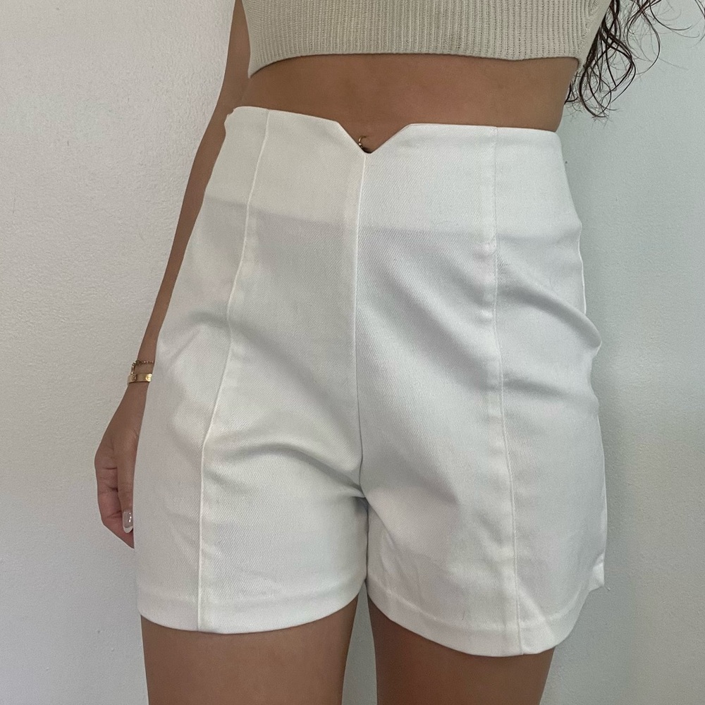 High waisted white cotton shorts, from a boutique in Seoul, Korea